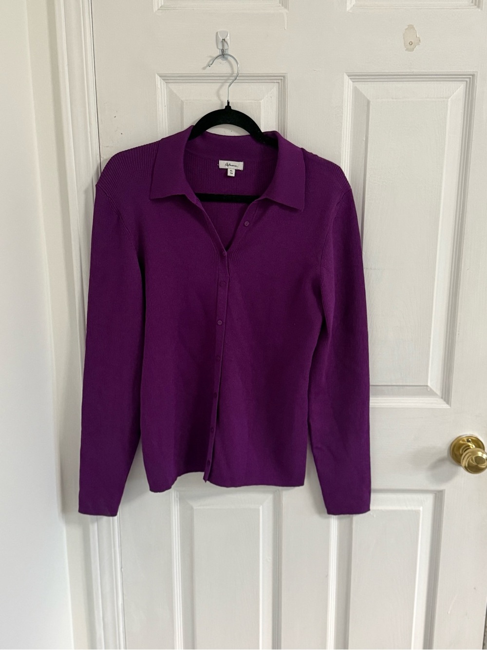 Reitmans Purple Collared Button-Front Knit Top